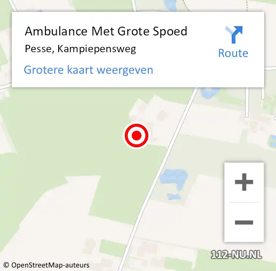 Locatie op kaart van de 112 melding: Ambulance Met Grote Spoed Naar Pesse, Kampiepensweg op 19 maart 2015 15:27