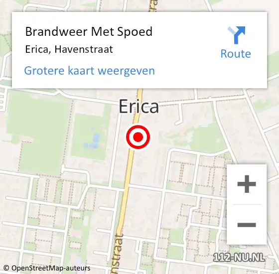 Locatie op kaart van de 112 melding: Brandweer Met Spoed Naar Erica, Havenstraat op 2 november 2013 09:03