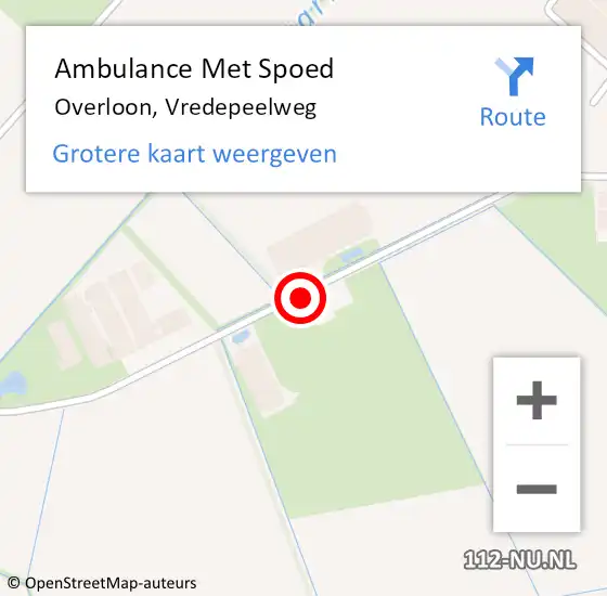 Locatie op kaart van de 112 melding: Ambulance Met Spoed Naar Overloon, Vredepeelweg op 19 maart 2015 15:35