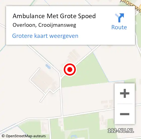 Locatie op kaart van de 112 melding: Ambulance Met Grote Spoed Naar Overloon, Crooijmansweg op 19 maart 2015 15:39