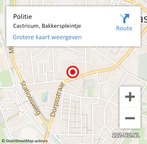 Locatie op kaart van de 112 melding: Politie Castricum, Bakkerspleintje op 19 maart 2015 16:32