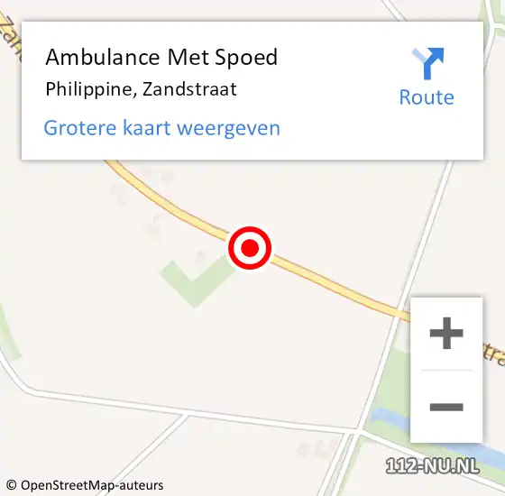 Locatie op kaart van de 112 melding: Ambulance Met Spoed Naar Philippine, Zandstraat op 19 maart 2015 17:55