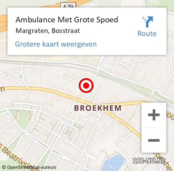 Locatie op kaart van de 112 melding: Ambulance Met Grote Spoed Naar Margraten, Bosstraat op 19 maart 2015 17:58