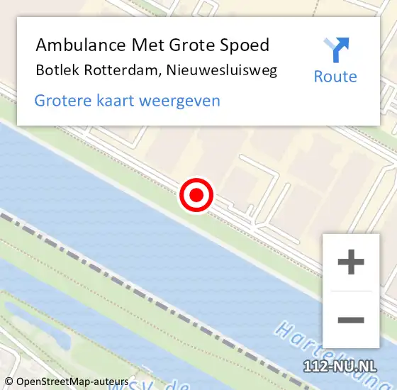 Locatie op kaart van de 112 melding: Ambulance Met Grote Spoed Naar Botlek, Nieuwesluisweg op 19 maart 2015 19:37