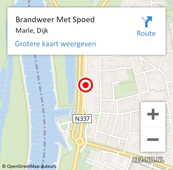 Locatie op kaart van de 112 melding: Brandweer Met Spoed Naar Marle, Dijk op 19 maart 2015 20:11