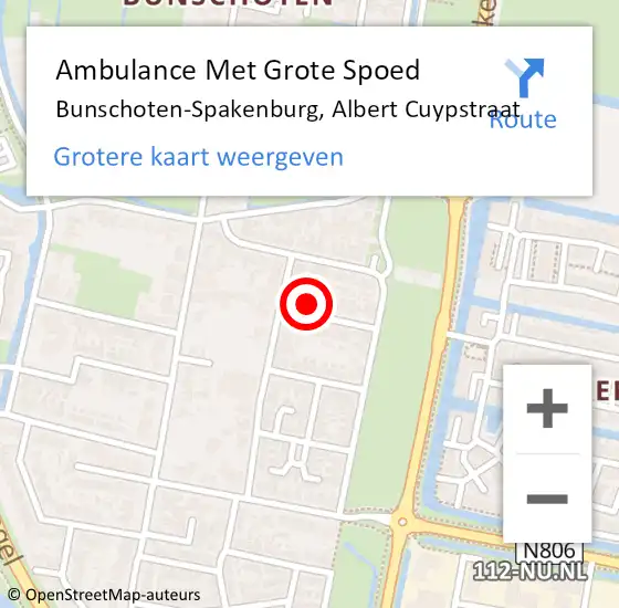 Locatie op kaart van de 112 melding: Ambulance Met Grote Spoed Naar Bunschoten-Spakenburg, Albert Cuypstraat op 19 maart 2015 20:45