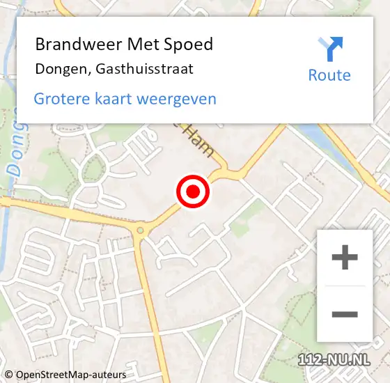 Locatie op kaart van de 112 melding: Brandweer Met Spoed Naar Dongen, Gasthuisstraat op 2 november 2013 09:35