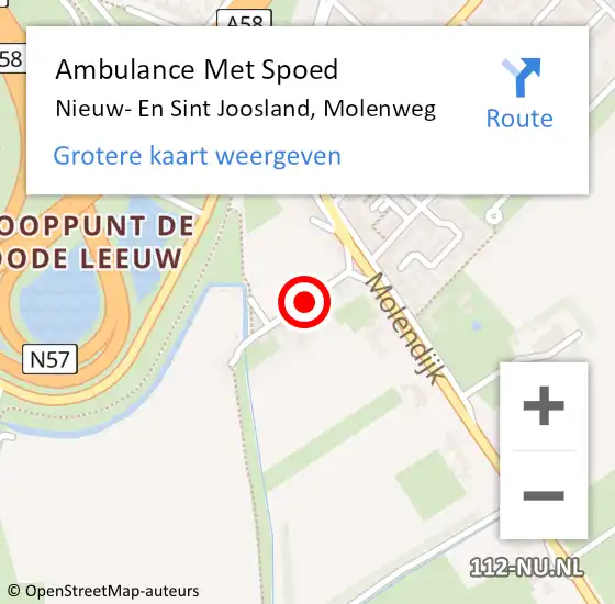 Locatie op kaart van de 112 melding: Ambulance Met Spoed Naar Nieuw- En Sint Joosland, Molenweg op 19 maart 2015 21:09