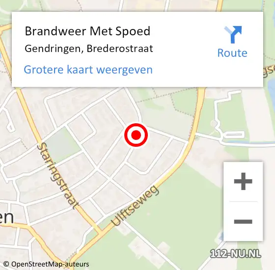 Locatie op kaart van de 112 melding: Brandweer Met Spoed Naar Gendringen, Brederostraat op 19 maart 2015 23:56