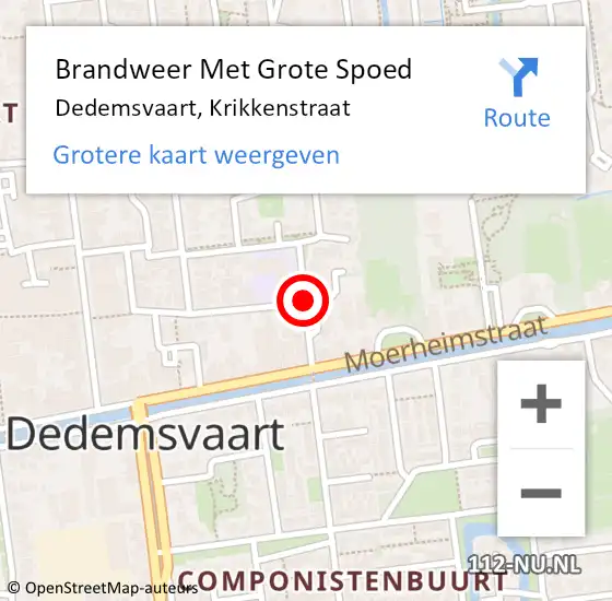 Locatie op kaart van de 112 melding: Brandweer Met Grote Spoed Naar Dedemsvaart, Krikkenstraat op 20 maart 2015 00:46