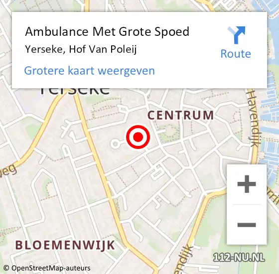 Locatie op kaart van de 112 melding: Ambulance Met Grote Spoed Naar Yerseke, Hof Van Poleij op 20 maart 2015 01:46