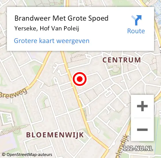 Locatie op kaart van de 112 melding: Brandweer Met Grote Spoed Naar Yerseke, Hof Van Poleij op 20 maart 2015 02:03