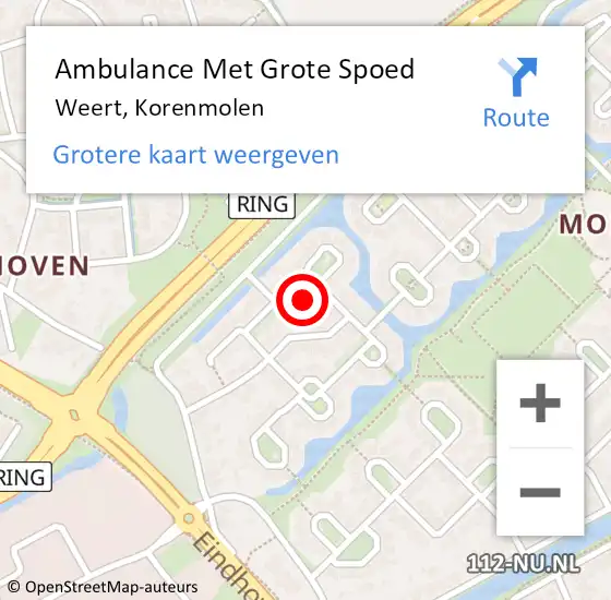 Locatie op kaart van de 112 melding: Ambulance Met Grote Spoed Naar Weert, Korenmolen op 20 maart 2015 02:06