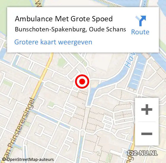 Locatie op kaart van de 112 melding: Ambulance Met Grote Spoed Naar Bunschoten-Spakenburg, Oude Schans op 20 maart 2015 04:32