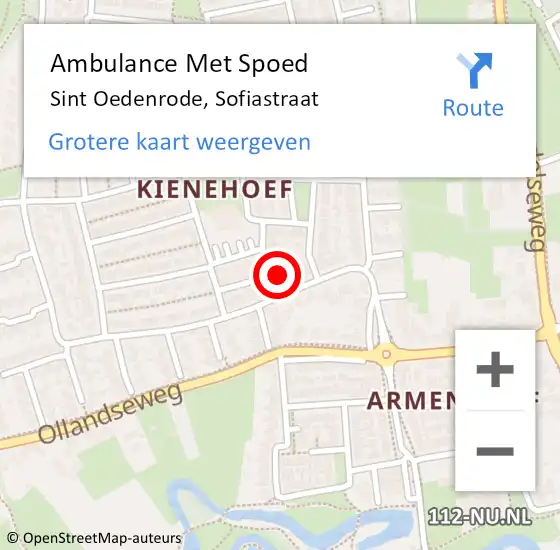 Locatie op kaart van de 112 melding: Ambulance Met Spoed Naar Sint Oedenrode, Sofiastraat op 20 maart 2015 04:46