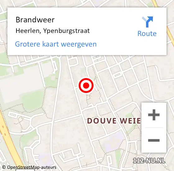 Locatie op kaart van de 112 melding: Brandweer Heerlen, Ypenburgstraat op 20 maart 2015 06:28