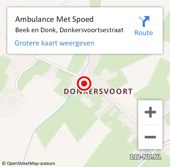 Locatie op kaart van de 112 melding: Ambulance Met Spoed Naar Beek en Donk, Donkersvoortsestraat op 20 maart 2015 07:43