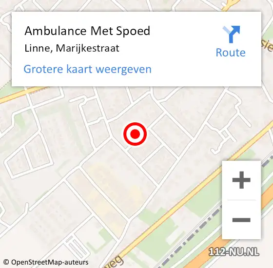 Locatie op kaart van de 112 melding: Ambulance Met Spoed Naar Linne, Marijkestraat op 20 maart 2015 08:36