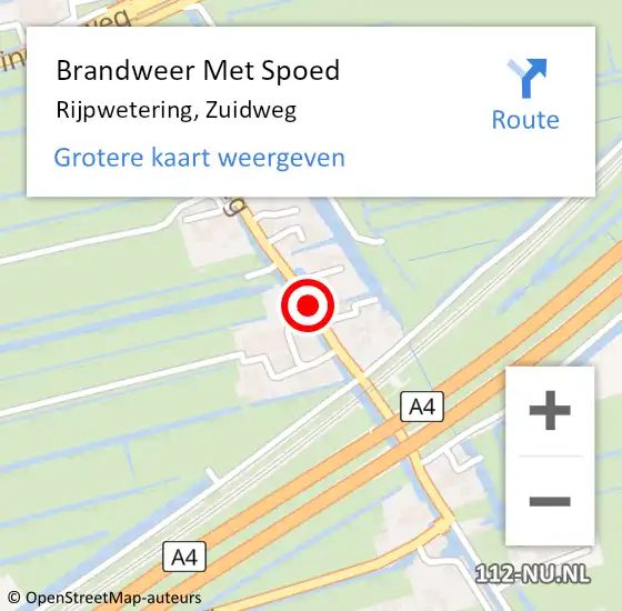 Locatie op kaart van de 112 melding: Brandweer Met Spoed Naar Rijpwetering, Zuidweg op 20 maart 2015 09:10