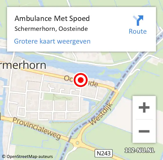 Locatie op kaart van de 112 melding: Ambulance Met Spoed Naar Schermerhorn, Oosteinde op 2 november 2013 10:19