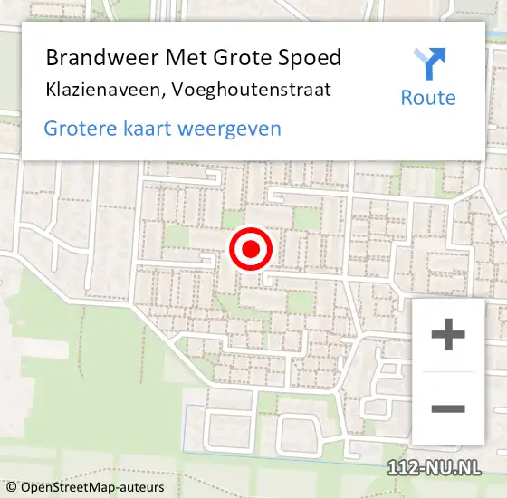 Locatie op kaart van de 112 melding: Brandweer Met Grote Spoed Naar Klazienaveen, Voeghoutenstraat op 2 november 2013 10:21