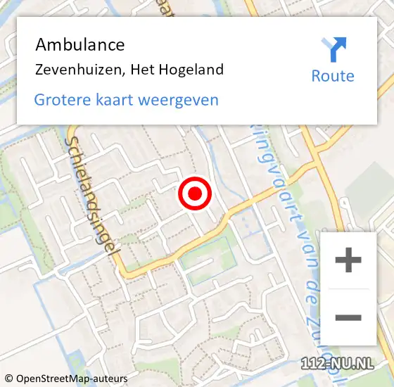 Locatie op kaart van de 112 melding: Ambulance Zevenhuizen, Het Hogeland op 20 maart 2015 10:49