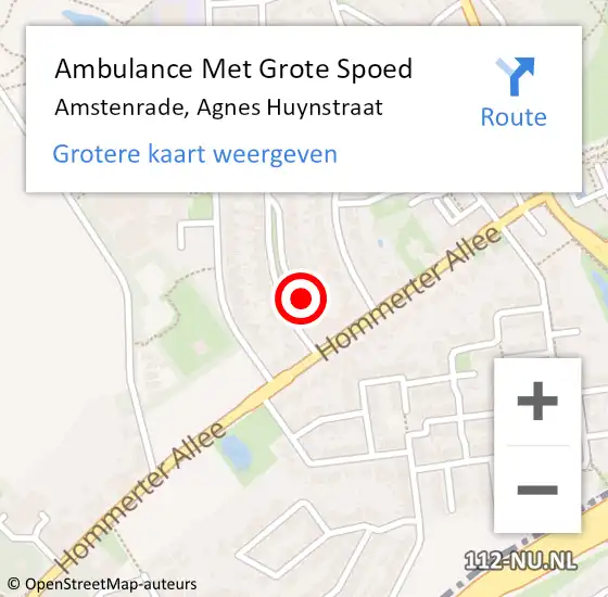 Locatie op kaart van de 112 melding: Ambulance Met Grote Spoed Naar Amstenrade, Agnes Huynstraat op 20 maart 2015 11:12