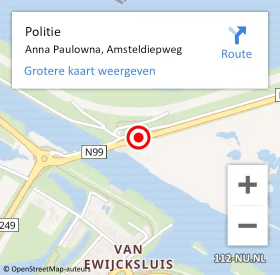 Locatie op kaart van de 112 melding: Politie Anna Paulowna, Amsteldiepweg op 20 maart 2015 12:40