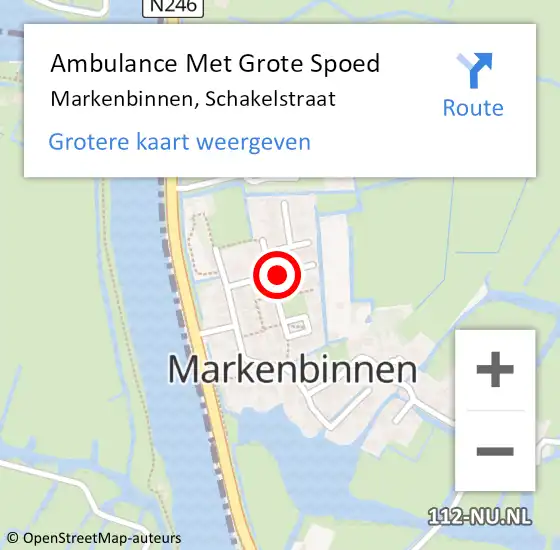 Locatie op kaart van de 112 melding: Ambulance Met Grote Spoed Naar Markenbinnen, Schakelstraat op 2 november 2013 10:45