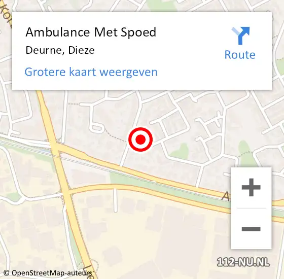 Locatie op kaart van de 112 melding: Ambulance Met Spoed Naar Deurne, Dieze op 20 maart 2015 13:03