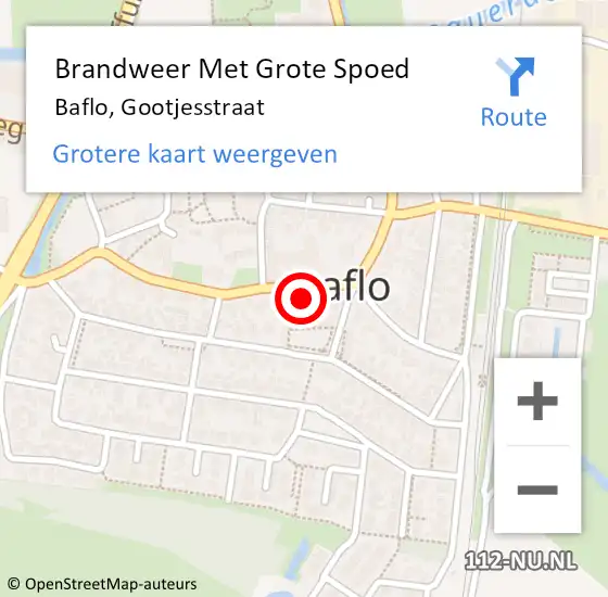 Locatie op kaart van de 112 melding: Brandweer Met Grote Spoed Naar Baflo, Gootjesstraat op 20 maart 2015 13:11