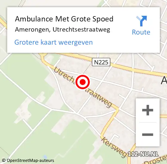 Locatie op kaart van de 112 melding: Ambulance Met Grote Spoed Naar Amerongen, Utrechtsestraatweg op 20 maart 2015 13:33