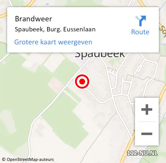 Locatie op kaart van de 112 melding: Brandweer Spaubeek, Burg. Eussenlaan op 20 maart 2015 13:56