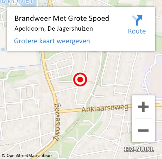 Locatie op kaart van de 112 melding: Brandweer Met Grote Spoed Naar Apeldoorn, De Jagershuizen op 20 maart 2015 14:15