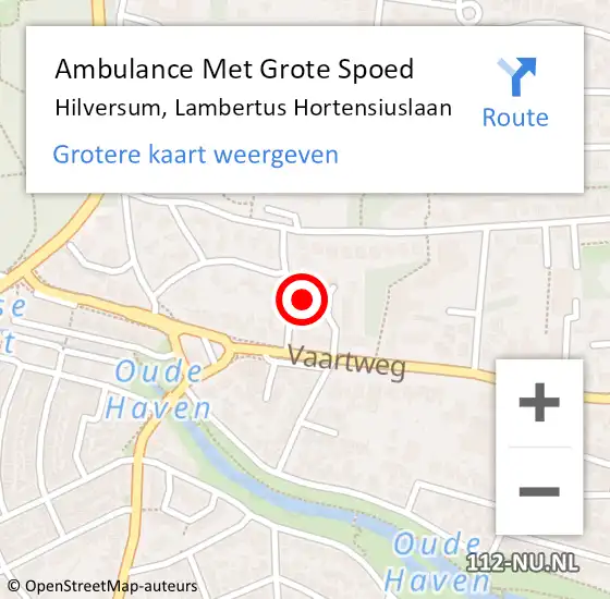 Locatie op kaart van de 112 melding: Ambulance Met Grote Spoed Naar Hilversum, Lambertus Hortensiuslaan op 20 maart 2015 14:18