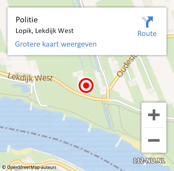 Locatie op kaart van de 112 melding: Politie Lopik, Lekdijk West op 20 maart 2015 15:19