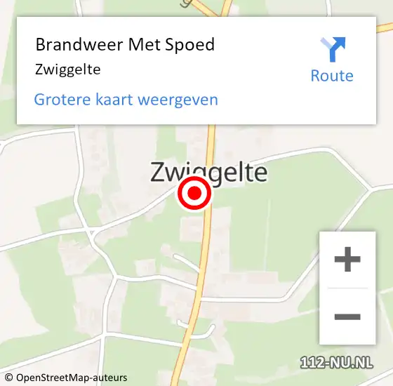 Locatie op kaart van de 112 melding: Brandweer Met Spoed Naar Zwiggelte op 2 november 2013 11:03