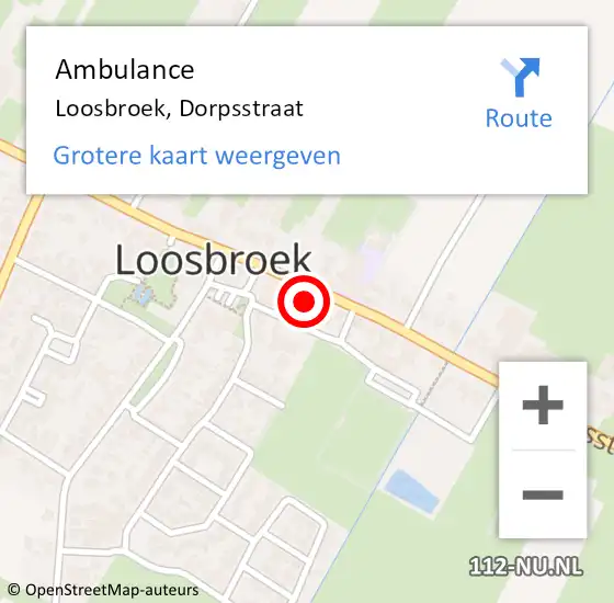 Locatie op kaart van de 112 melding: Ambulance Loosbroek, Dorpsstraat op 20 maart 2015 15:59