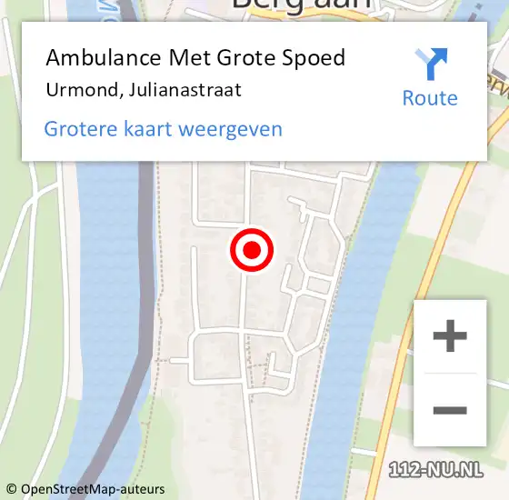 Locatie op kaart van de 112 melding: Ambulance Met Grote Spoed Naar Urmond, Julianastraat op 20 maart 2015 16:17