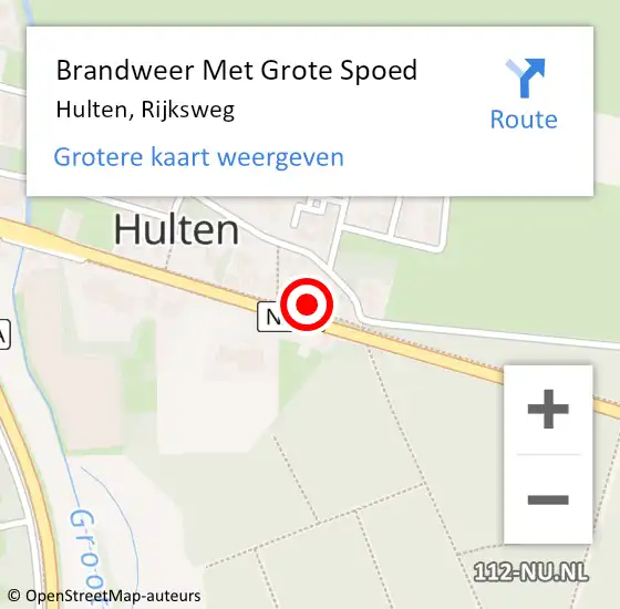 Locatie op kaart van de 112 melding: Brandweer Met Grote Spoed Naar Hulten, Rijksweg op 20 maart 2015 16:23