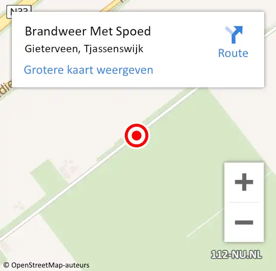 Locatie op kaart van de 112 melding: Brandweer Met Spoed Naar Gieterveen, Tjassenswijk op 20 maart 2015 17:14