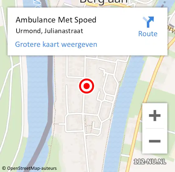 Locatie op kaart van de 112 melding: Ambulance Met Spoed Naar Urmond, Julianastraat op 20 maart 2015 17:31