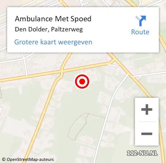 Locatie op kaart van de 112 melding: Ambulance Met Spoed Naar Den Dolder, Paltzerweg op 20 maart 2015 17:45