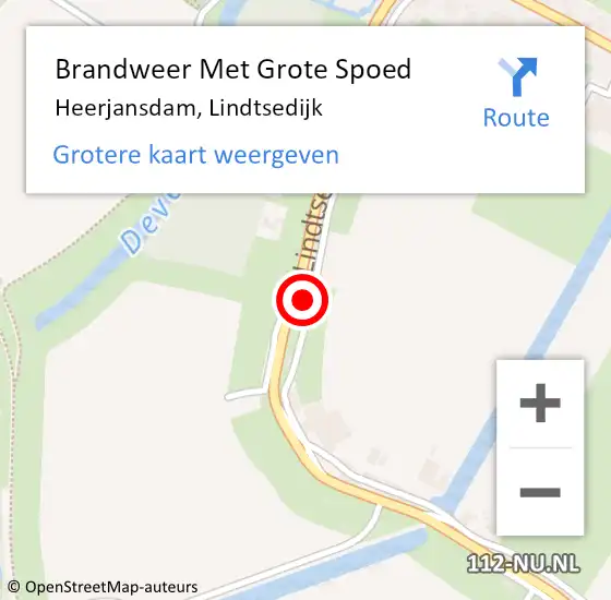 Locatie op kaart van de 112 melding: Brandweer Met Grote Spoed Naar Heerjansdam, Lindtsedijk op 20 maart 2015 17:47