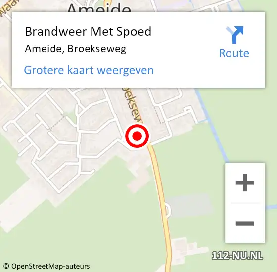 Locatie op kaart van de 112 melding: Brandweer Met Spoed Naar Ameide, Broekseweg op 20 maart 2015 18:17