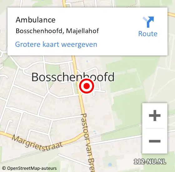 Locatie op kaart van de 112 melding: Ambulance Bosschenhoofd, Majellahof op 20 maart 2015 19:27