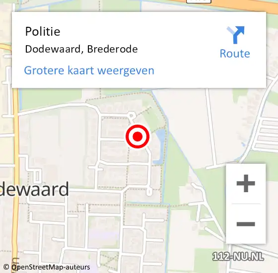 Locatie op kaart van de 112 melding: Politie Dodewaard, Brederode op 20 maart 2015 19:27