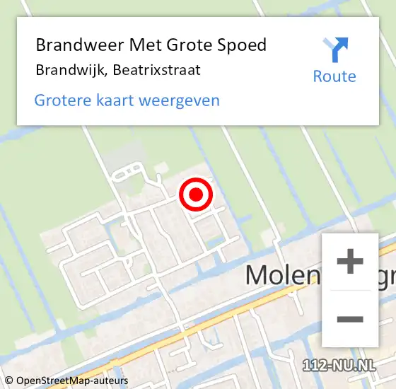 Locatie op kaart van de 112 melding: Brandweer Met Grote Spoed Naar Brandwijk, Beatrixstraat op 20 maart 2015 19:31