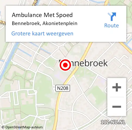 Locatie op kaart van de 112 melding: Ambulance Met Spoed Naar Bennebroek, Akonietenplein op 20 maart 2015 19:47