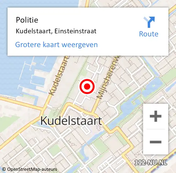 Locatie op kaart van de 112 melding: Politie Kudelstaart, Einsteinstraat op 20 maart 2015 21:18